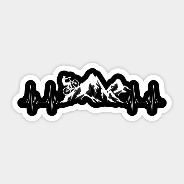 Cool Mountain Bike Gift Heartbeat  Funny Biking Rider Lover Sticker by Olegpavlovmmo